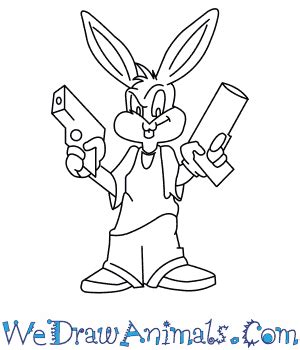 How to Draw Gangster Bugs Bunny From Looney Tunes