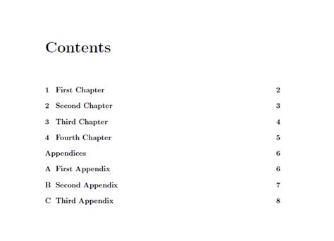 Table of Contents: Changing the formatting of specific Chapters (the Appendices) - TeX - LaTeX ...