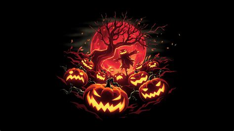 Halloween pumpkins Wallpaper 4K, Haunted, Scarecrow, 5K