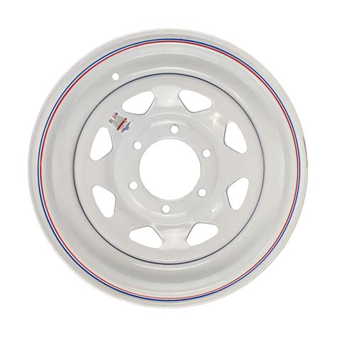 15 x 6 Steel Wheel White Spoke W/ Stripes 6 x 5.5 - Apex Trailer Supply