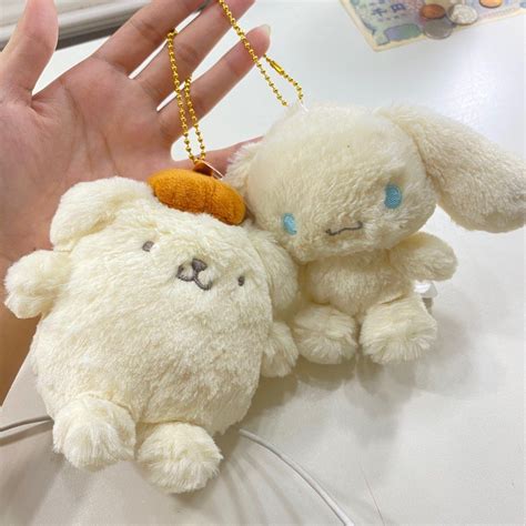 Cinnamoroll & Pompompurin Furry Plush Charm, Hobbies & Toys, Toys & Games on Carousell