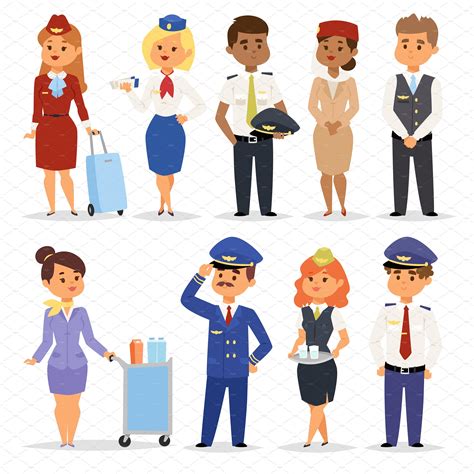 Vector pilots flight attendants | Creativo, Aereo