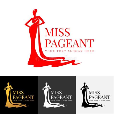 Miss Lady Pageant Logo Sign with Gold and Black Woman Wear Crown in Circle Ring Vector Design ...