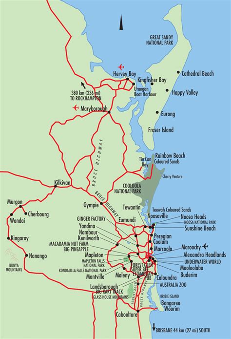 Fraser Coast & Sunshine Coast Map - Queensland Australia