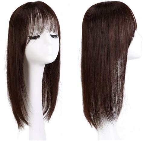 Real Human Hair Crown Filler Topper Hairpiece for Women with Bangs, Clip in Hair Toppers: Amazon.ae