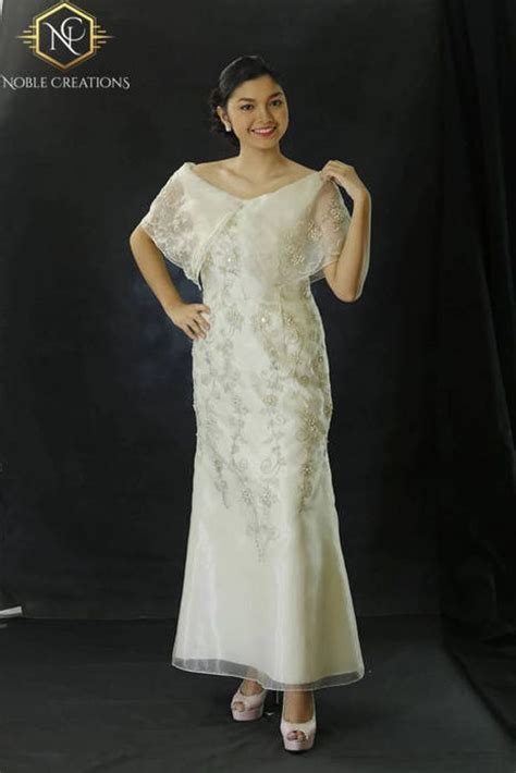 FILIPINIANA DRESS Embroidered Off-shoulder Gown Philippine National ...