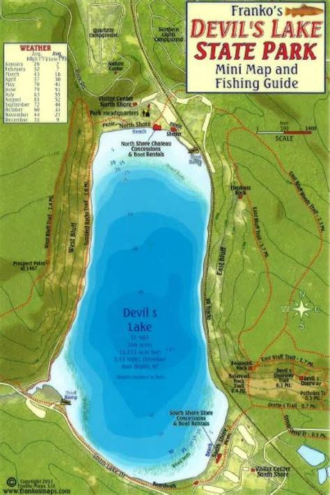 Devil's Lake State Park Map & Fish Card by Frankos Maps Ltd. | Maps.com.com