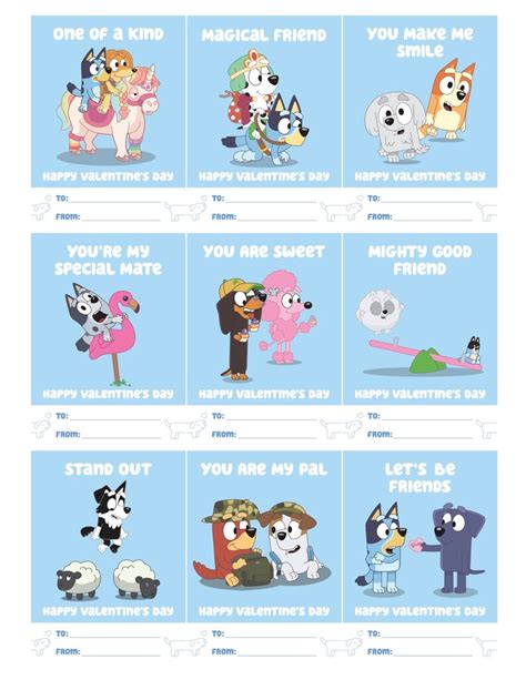 Printable Bluey Valentines Cards