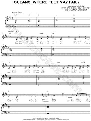 Oceans Hillsong Sheet Music Pdf Free