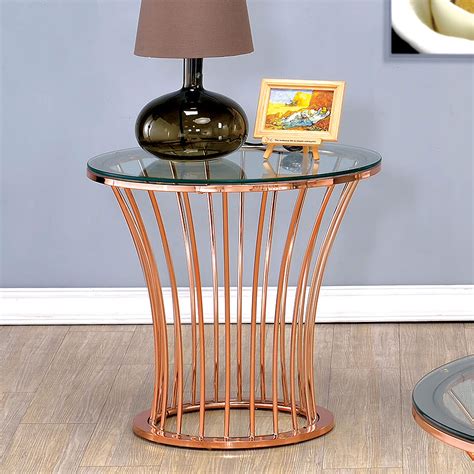 Furniture of America Caryl Contemporary Glass Top End Table, Rose Gold - Walmart.com