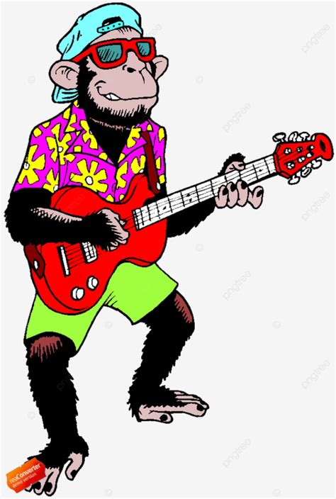 Playing Guitar Clipart Vector, Cartoon Monkey Playing A Guitar, Vector ...