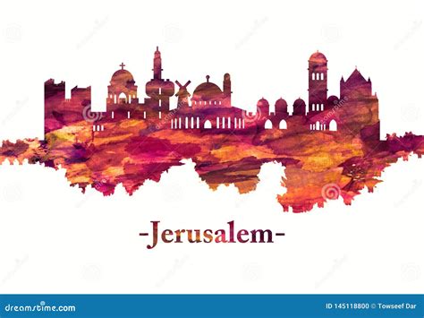 Jerusalem Skyline And Landmarks Silhouette Cartoon Vector | CartoonDealer.com #99143409