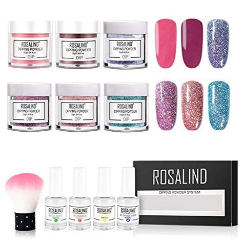 ROSALIND Nail Dip Powder Starter Kits Acrylic Nails Powder Nail Manicure Without UV Lamp Cured ...