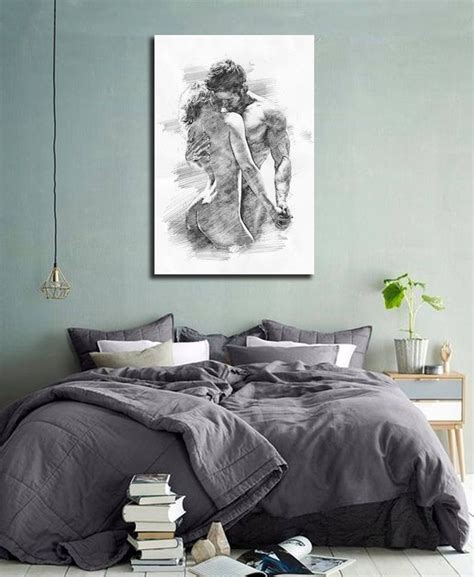 His & Hers Bedroom Wall Art Abstract Art Print Pencil Sketch | Etsy