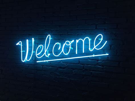 Welcome - Neon Lettering Sign on Behance Teal Wallpaper, Computer ...