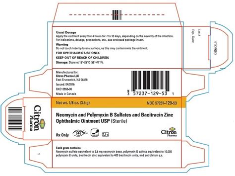 Neomycin, Polymyxin B, Bacitracin Ophthalmic Ointment - FDA prescribing information, side ...