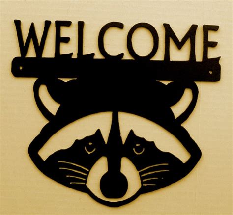 Raccoon Metal Art Welcome Sign Home Office by BKcreations1