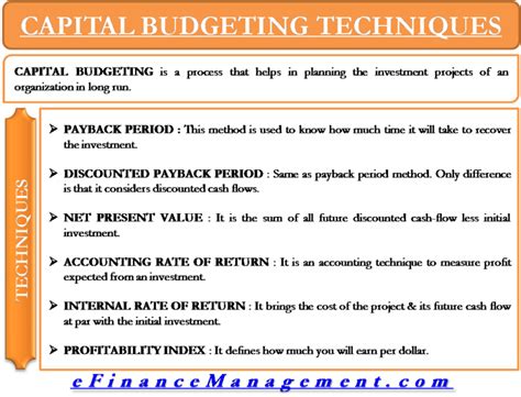 Capital Budgeting Techniques With an Example - Meaning, Example