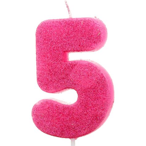 Artwrap Number 5 Glitter Candle - Pink | BIG W