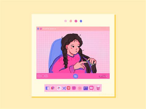 Retro Anime Photo Booth Art Print Pastel Computer Print Cute Girl Art ...