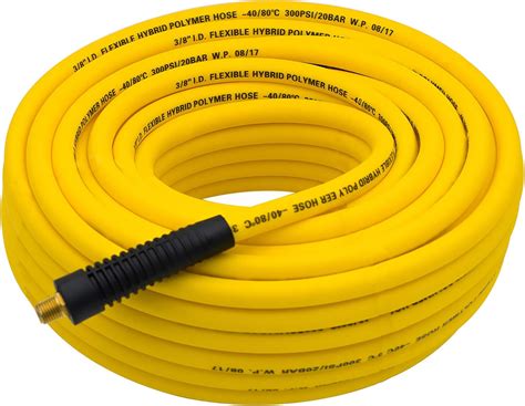 FIXSMITH-Hybrid-Air-Hose, 300psi, 3/8 inX 100 ft, 1/4 in Brass MNPT ...