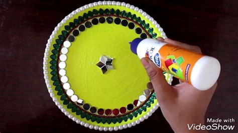 Plate decoration ideas for navratri, diwali , karwa chauth| easy and quick plate decoration idea ...