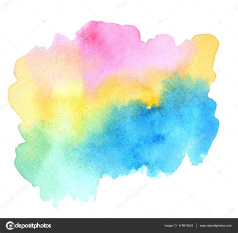 Watercolor splash. Pink, yellow, green, blue watercolor blot ... | Watercolor splash, Blue ...