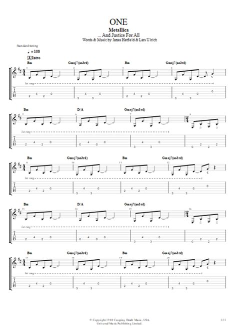 One Tab by Metallica (Guitar Pro) - Guitars, Bass & Backing Track | mySongBook