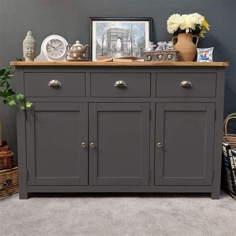 Aspen Dark Grey Oak Large Sideboard | Oak Direct | Large sideboard, Oak ...