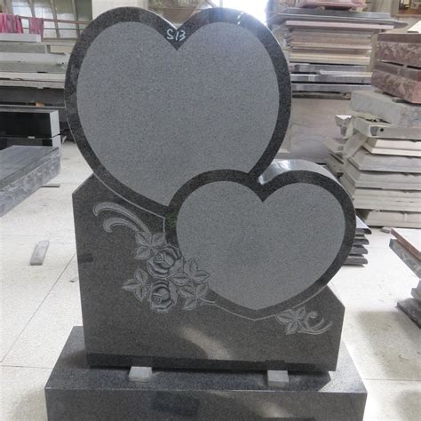 China Double Hearts Black Granite Cemetery Headstone Designs - China Black Granite Monument ...