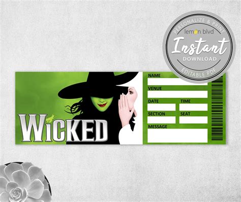 Printable Wicked Tickets