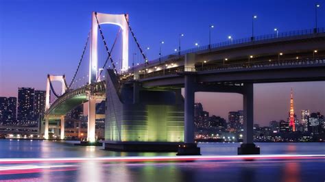 White bridge, city, bridge, Tokyo, Rainbow Bridge HD wallpaper | Wallpaper Flare