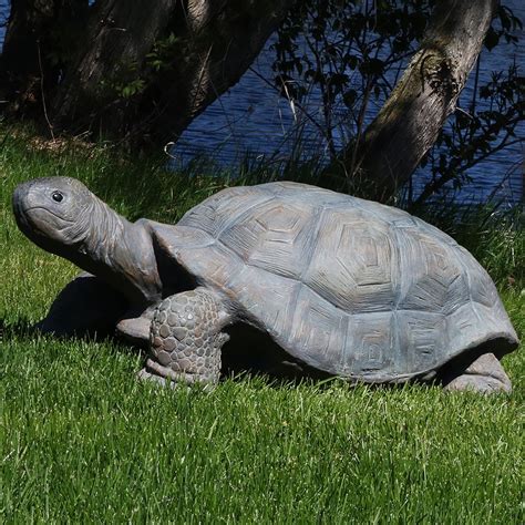 Sunnydaze Todd the Tortoise Garden Statue, Large Indoor/Outdoor Yard Decoration, 30 Inch Long ...