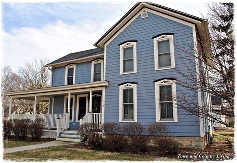 Blue House White trim Country Blue, Town And Country, Country Living ...