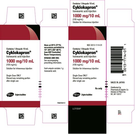 DailyMed - CYKLOKAPRON- tranexamic acid injection, solution