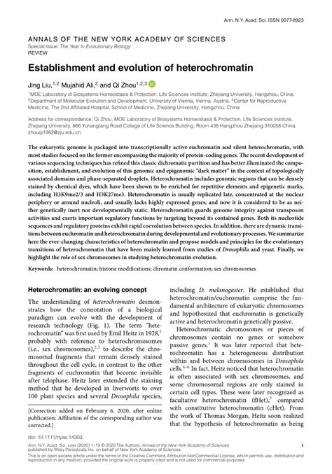 (PDF) Establishment and evolution of heterochromatin