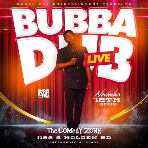 Bubba Dub is coming to Greensboro NC November 12th to The Comedy Zone, The Comedy Zone ...