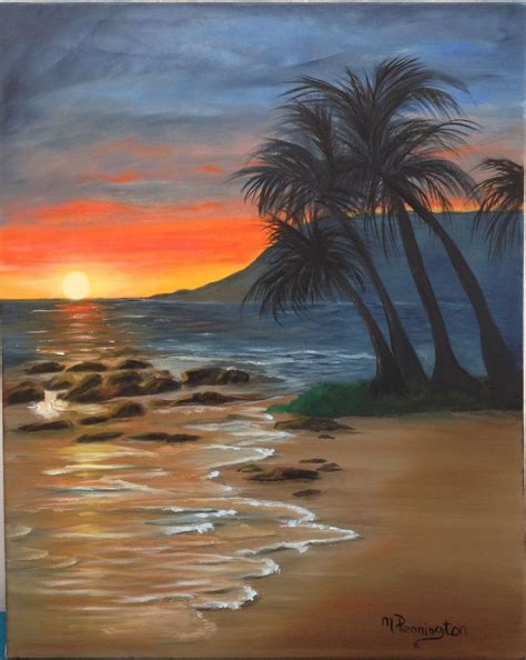 Original oil painting for sale. Tropical sunset | Arte, Pinturas, Ilustraciones