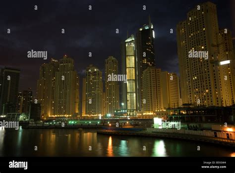 Dubai Marina night Stock Photo - Alamy