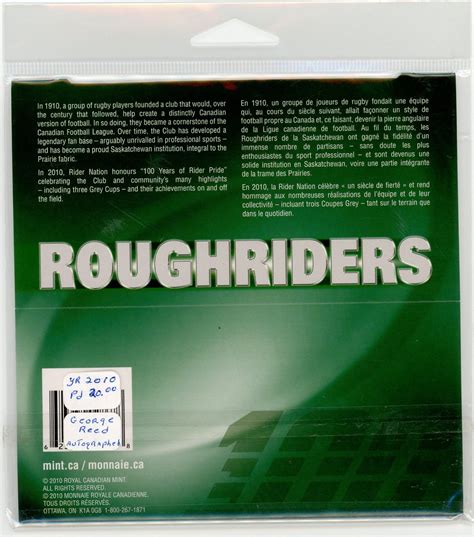 2010 SASKATCHEWAN ROUGHRIDERS LOONIE (AUTOGRAPHED BY GEORGE REED) - Schmalz Auctions