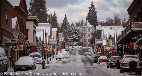 The Gold Rush town of Nevada City, California with snow ~ Photo by...Erin Thiem© Nevada City ...