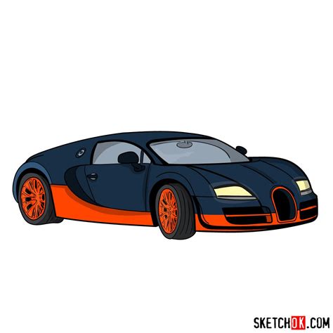 How to Draw Bugatti Veyron 16.4 Super Sport in 14 Easy Steps