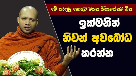 ඉක්මනින් නිවන් අවබෝධ කරන්න | Hasalaka Seelawimala Thero - YouTube