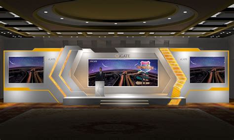 A conference set design for I gate in US | Stage set design, Stage ...