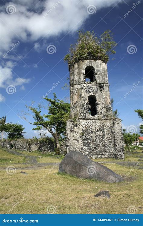 Cagsawa Church Ruins Mayon Volcano Philippines Stock Image - Image of ...