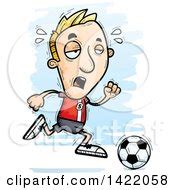 Cartoon Black and White Lineart Doodled Exhausted Male Soccer Player Running Posters, Art Prints ...