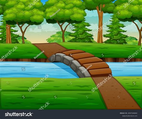 Background Scene River Bridge Trees Illustration Stock Vector (Royalty Free) 2097506842 ...