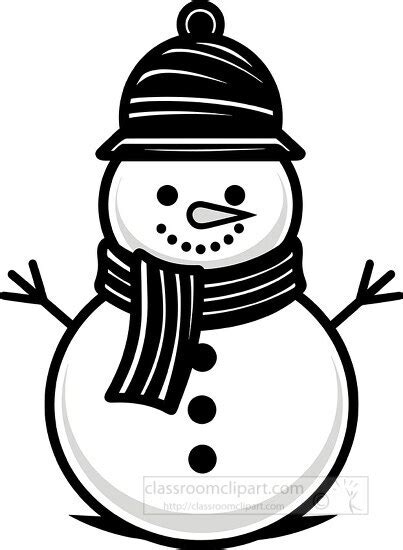 Holiday Outline Clipart-snowman with twig arms