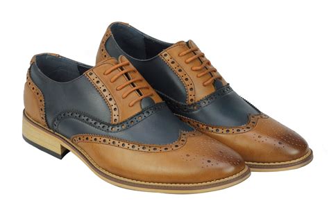 Mens Classic 2 Tone Brogue Shoes Smart Formal Office Work Lace Up ...