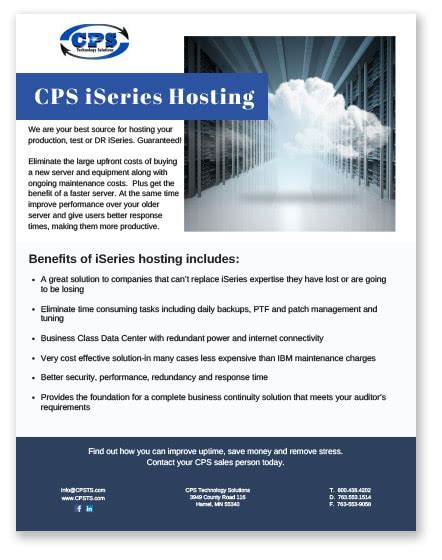 IBM AS400 hosting services from CPS delivers performance and reliability